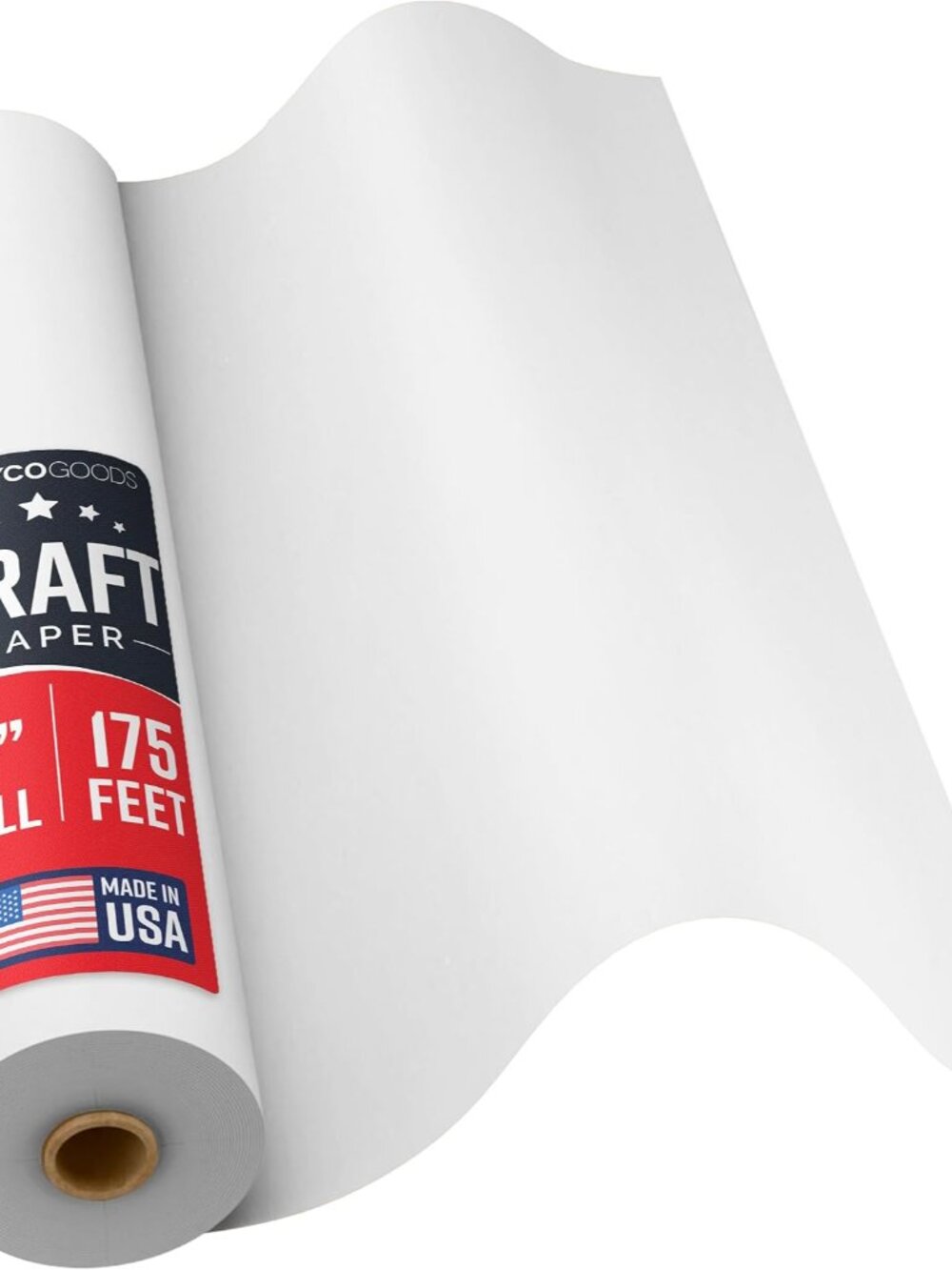 18”x2100” 175’ White Kraft Paper Roll for Painting, Drawing, Banner, Bulletin Bo